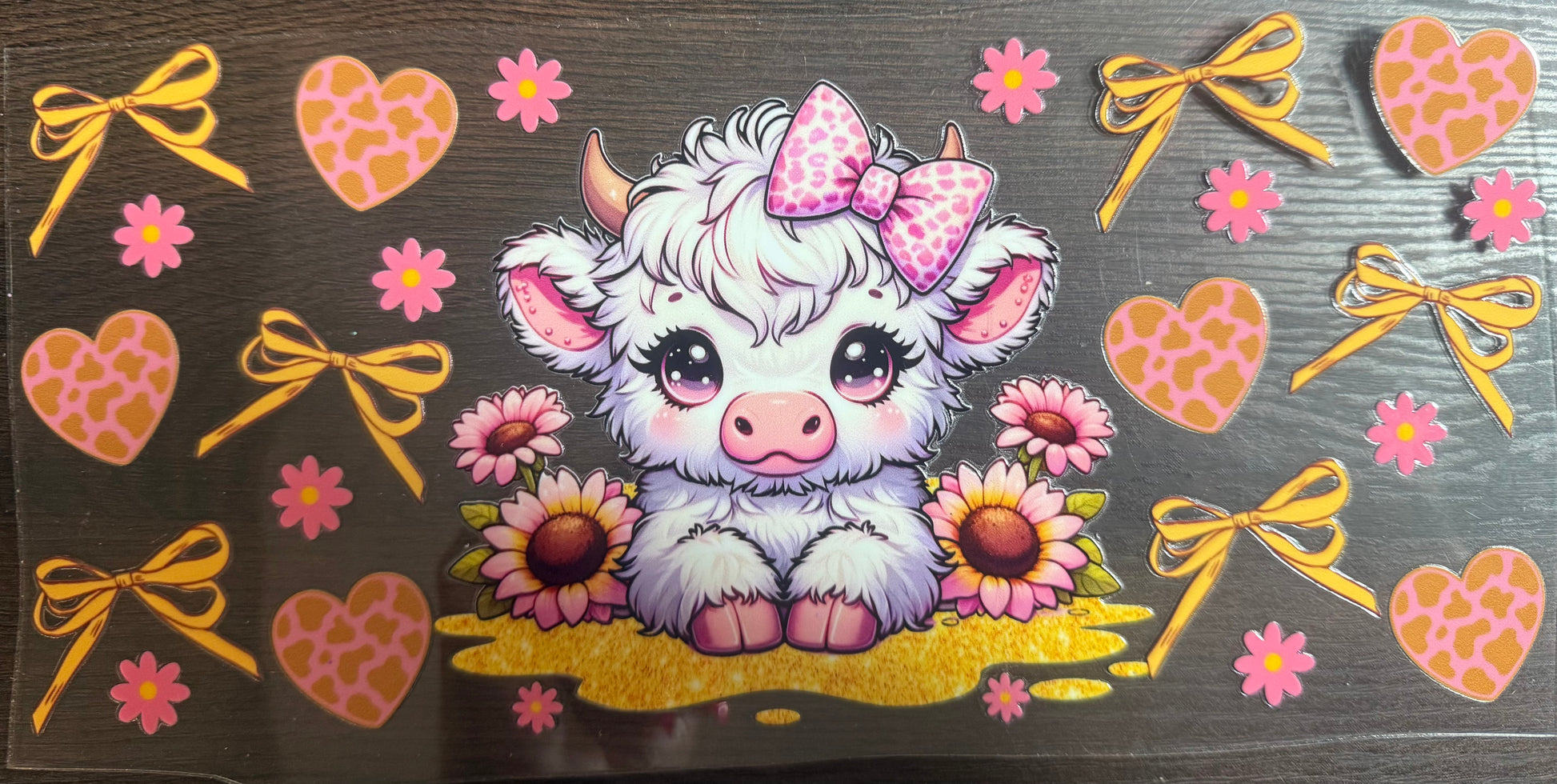 #56 White cow pink bow