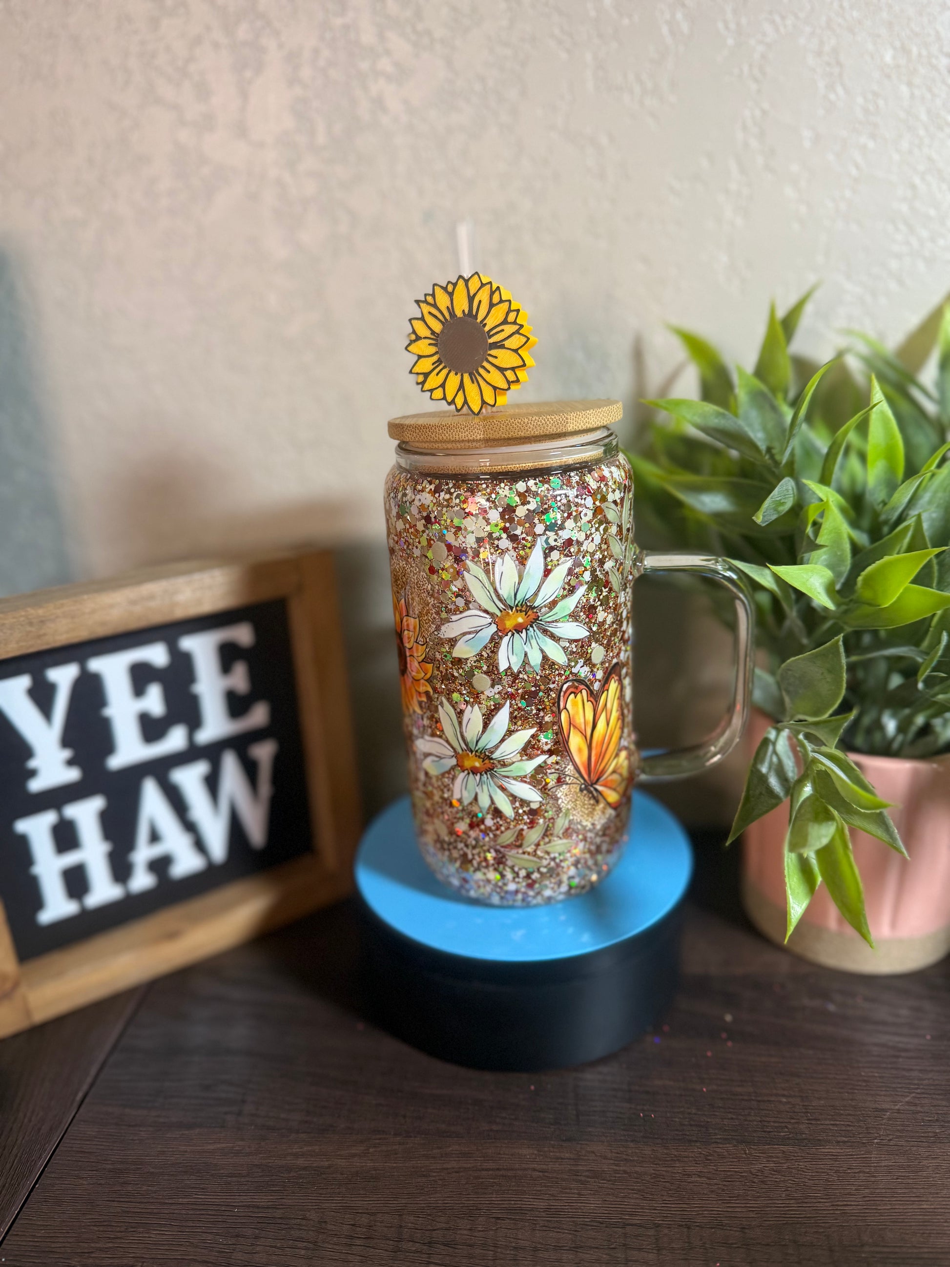 Sun Flower w/straw topper