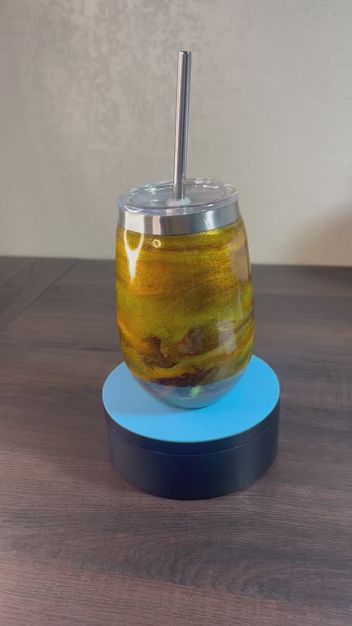 *Customs* Alcohol Ink Wine Glass